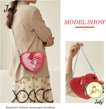 Red Heart Purse Love Shape Shoulder Handbag Girls Clutch Chain Purse