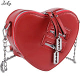 Red Heart Purse Love Shape Shoulder Handbag Girls Clutch Chain Purse