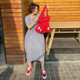 Women Reflective Letters Red Canvas Shoulder Bag Thick Cotton Cloth Handbag Tote