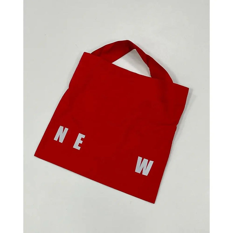Women Reflective Letters Red Canvas Shoulder Bag Thick Cotton Cloth Handbag Tote