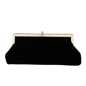 Retro Velvet Evening Clutch Bag with Rhinestone Buckle