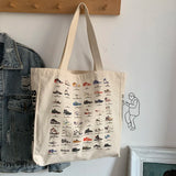 Women Retro Camera Shoes Canvas Shoulder Bag Cotton Cloth Fabric Shopper Bags