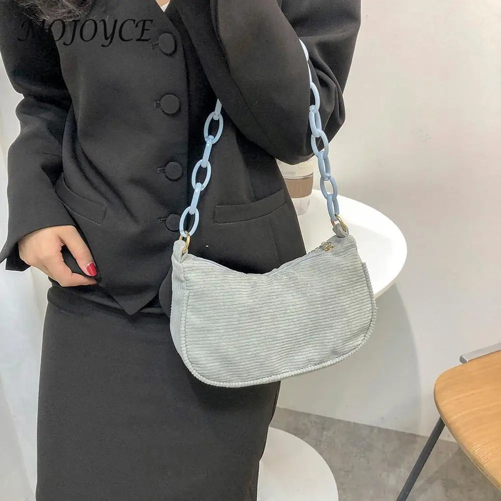 Retro Corduroy Underarm Bag Chain Crossbody Bag