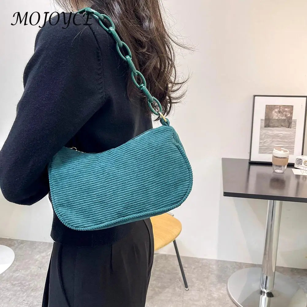 Retro Corduroy Underarm Bag Chain Crossbody Bag