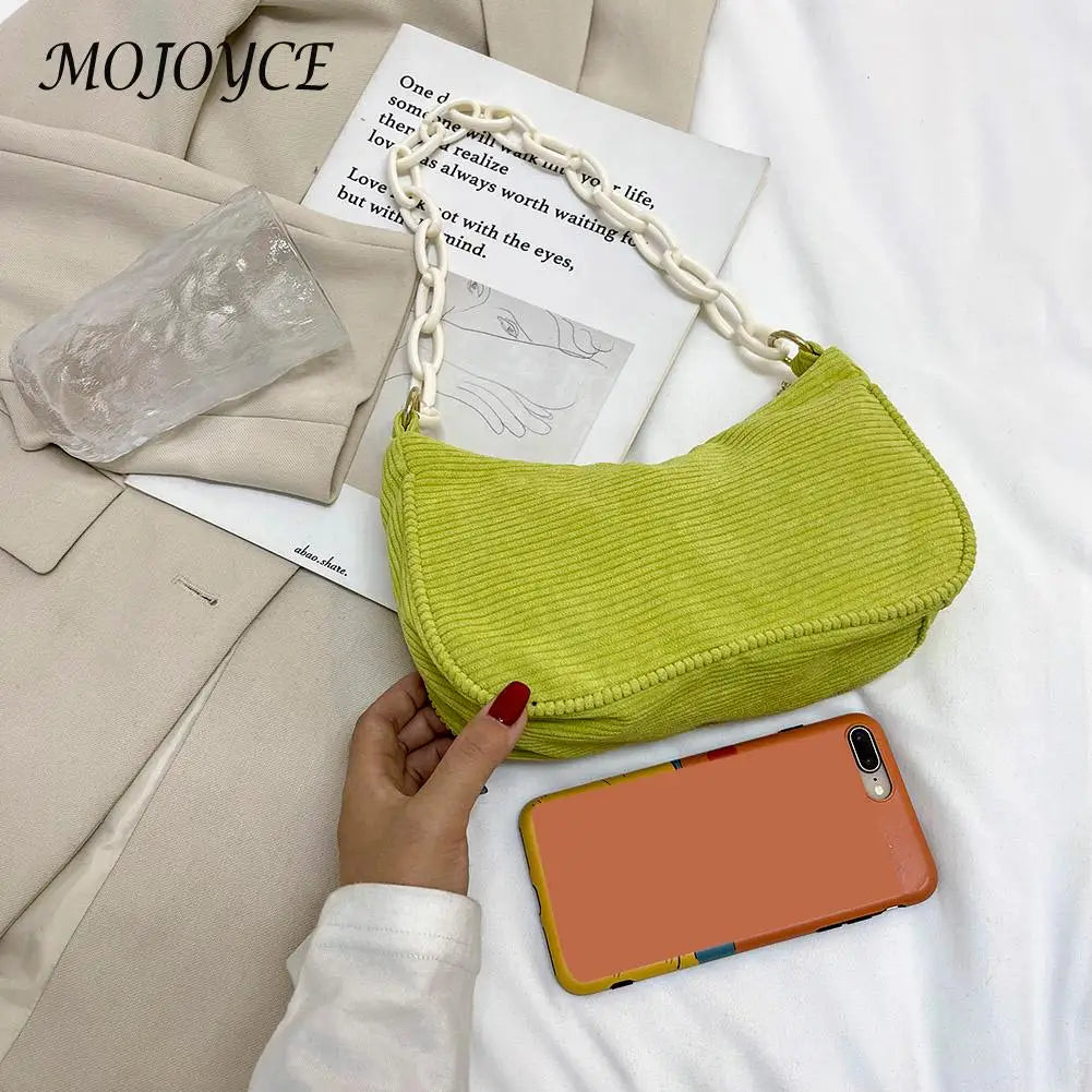 Retro Corduroy Underarm Bag Chain Crossbody Bag