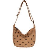 Retro Corduroy Wave Dot Tote Bag Soft Stripe Crossbody Handbag