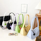 Retro Nylon Shoulder Totes Underarm Top Handle Bag