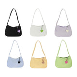 Retro Nylon Shoulder Top Handle Bag with Zipper Closure