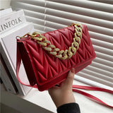 Women Retro Solid Chain Small Square Lady Shoulder Bag