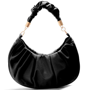 Vintage Pleated Solid Hobos Shoulder Bag for Women