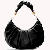 Women Retro Pleated Hobos Shoulder Bag Leather Underarm Bags