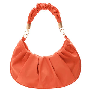Women Retro Pleated Hobos Shoulder Bag Leather Underarm Bags