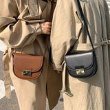 Retro Saddle Bag Vintage Messenger Bags Solid Leather Flap Crossbody