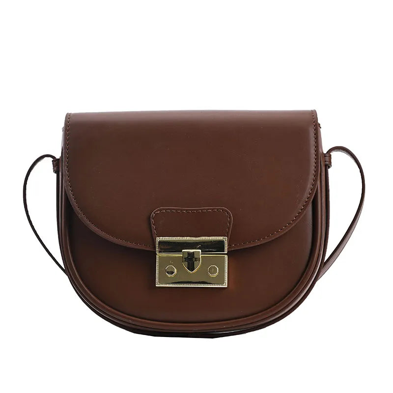 Retro Saddle Bag Vintage Messenger Bags Solid Leather Flap Crossbody