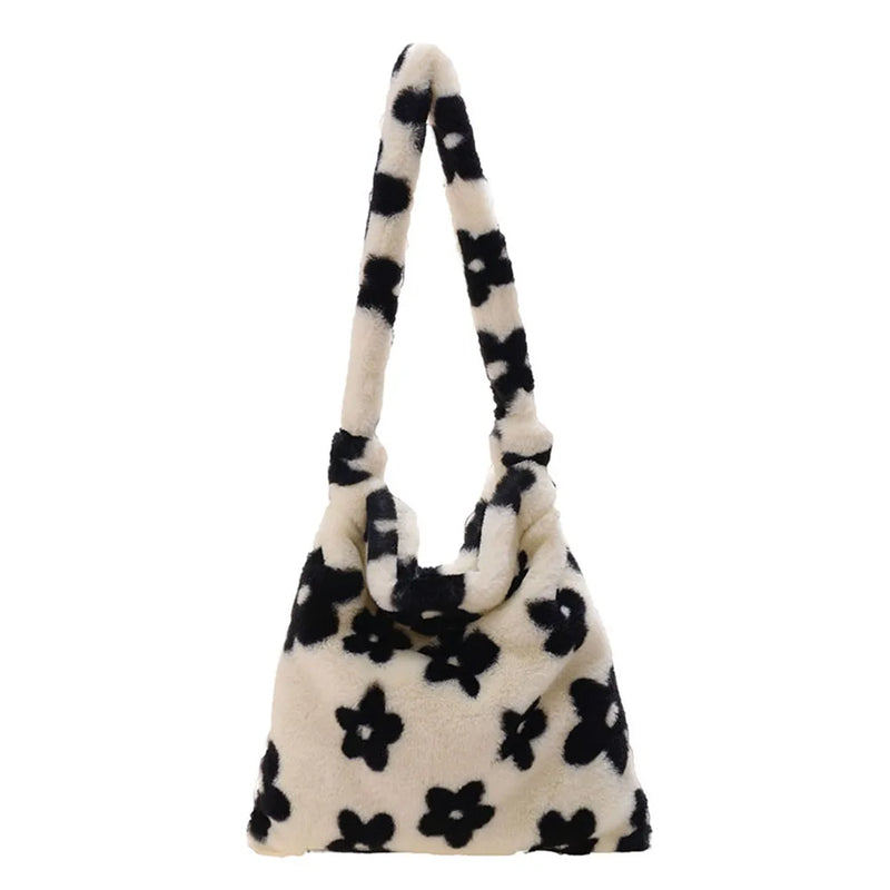 Women Retro Plush Handbag Soft Warm Autumn Winter Fluffy Phone Bag