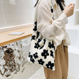 Women Retro Plush Handbag Soft Warm Autumn Winter Fluffy Phone Bag