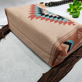 Geometric Print Retro Tassel Shoulder Bag