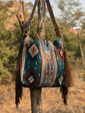 Geometric Print Retro Tassel Shoulder Bag