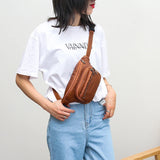 Women Retro Waist Bag Soft PU Leather Multifunctional Chest Bag