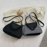 Women Retro Shoulder Chain Bag Nylon Rhombus Crossbody Bag