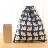 Reusable Foldable Cotton Grocery Bag Drawstring Storage Travel Gift Bag