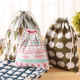 Reusable Foldable Cotton Grocery Bag Drawstring Storage Travel Gift Bag
