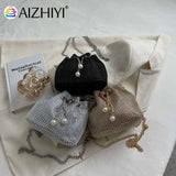 Women Rhinestone Bucket Messenger Bags Purse Crossbody Bag for Outdoor Shopping