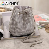 Women Rhinestone Bucket Messenger Bag Crossbody Purse
