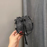 Rhinestone Bucket Messenger Bag for Women Crossbody Bag