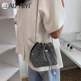 Rhinestone Bucket Messenger Bag Women
