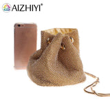 Women Rhinestone Bucket Messenger Bag Crossbody Purse