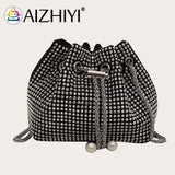 Rhinestone Bucket Messenger Bag Women