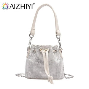 Rhinestone Bucket Crossbody Bag for Women