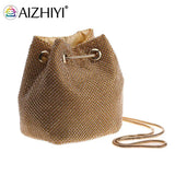 Women Rhinestone Bucket Messenger Bag Crossbody Purse