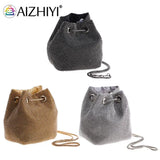 Women Rhinestone Bucket Messenger Bag Crossbody Purse