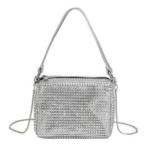 Rhinestone Shoulder Bag Tote Wallet Wristlet Vintage Glitter Evening Po