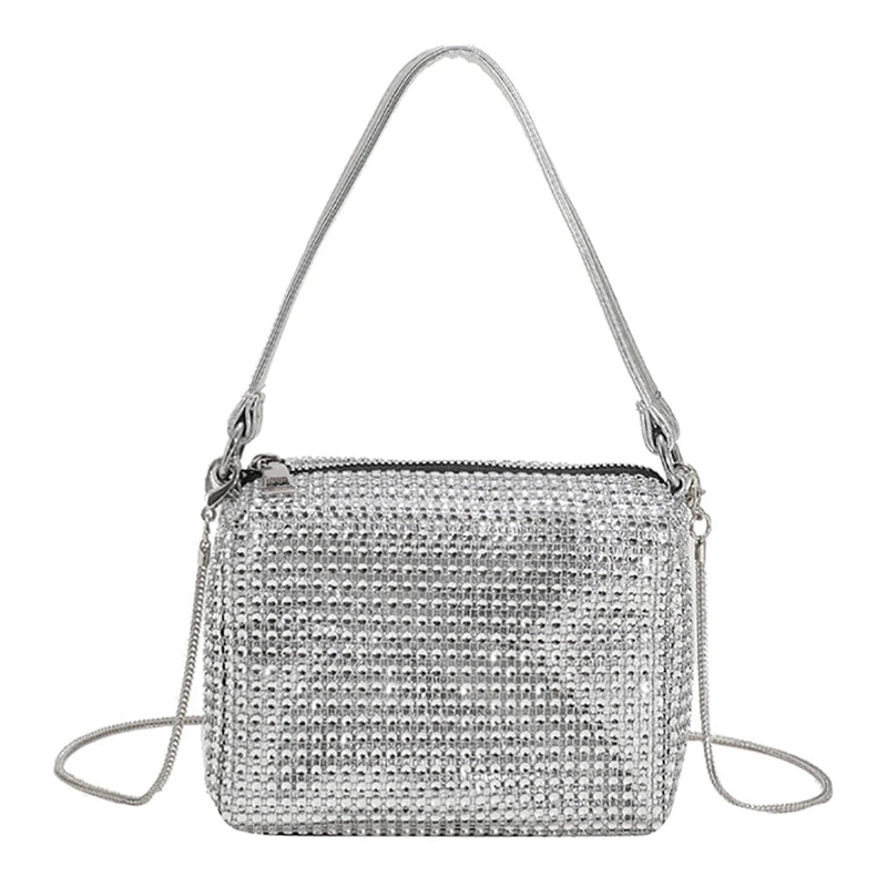 Rhinestone Shoulder Bag Tote Wallet Wristlet Vintage Glitter Evening Po