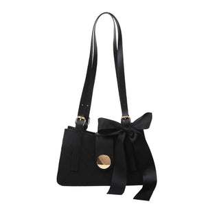 Women Ribbon Bow Decor Shoulder Crossbody Bag Totes Leather Wallet