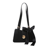 Women Ribbon Bow Decor Shoulder Crossbody Bag Totes Leather Wallet