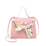 Women Ribbon Bow Mini Flap Hangbag Wallet Shoulder Bag Totes with Scarf