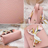 Women Ribbon Bow Mini Flap Hangbag Wallet Shoulder Bag Totes with Scarf
