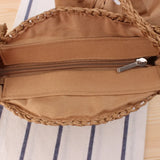 Women Round Straw Bag Beach Wind Bow Messenger Crossbody Bags