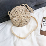 Round Straw Bag Handwoven Rattan Handbags Crossbody Tote Beach