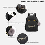 Cat Cartoon Leather Rucksack for Girls