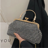 Women's Clip Buckle Chain Small Bag Diamond Handbag Evening Bag