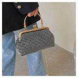 Women's Clip Buckle Chain Small Bag Diamond Handbag Evening Bag