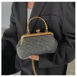 Women's Clip Buckle Chain Small Bag Diamond Handbag Evening Bag