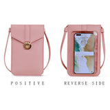 Women'S Lock Messenger Pu Leather Touch Screen Mobile Phone Wallet