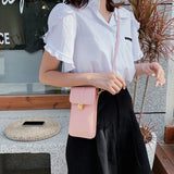 Women'S Lock Messenger Pu Leather Touch Screen Mobile Phone Wallet