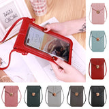 Women'S Lock Messenger Pu Leather Touch Screen Mobile Phone Wallet